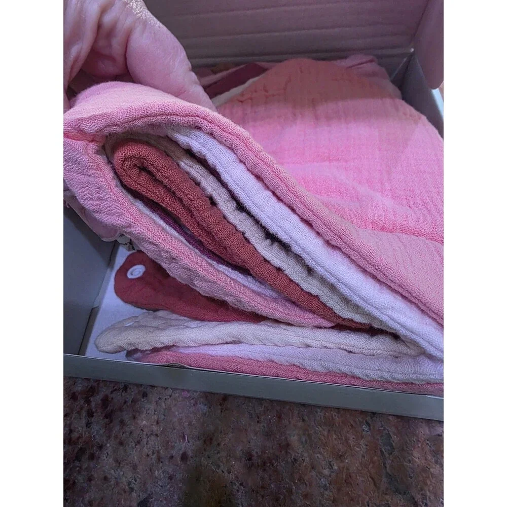 Organic Cotton Baby Bibs 10 Pack - Soft Absorbent Bandana for Drooling Pink